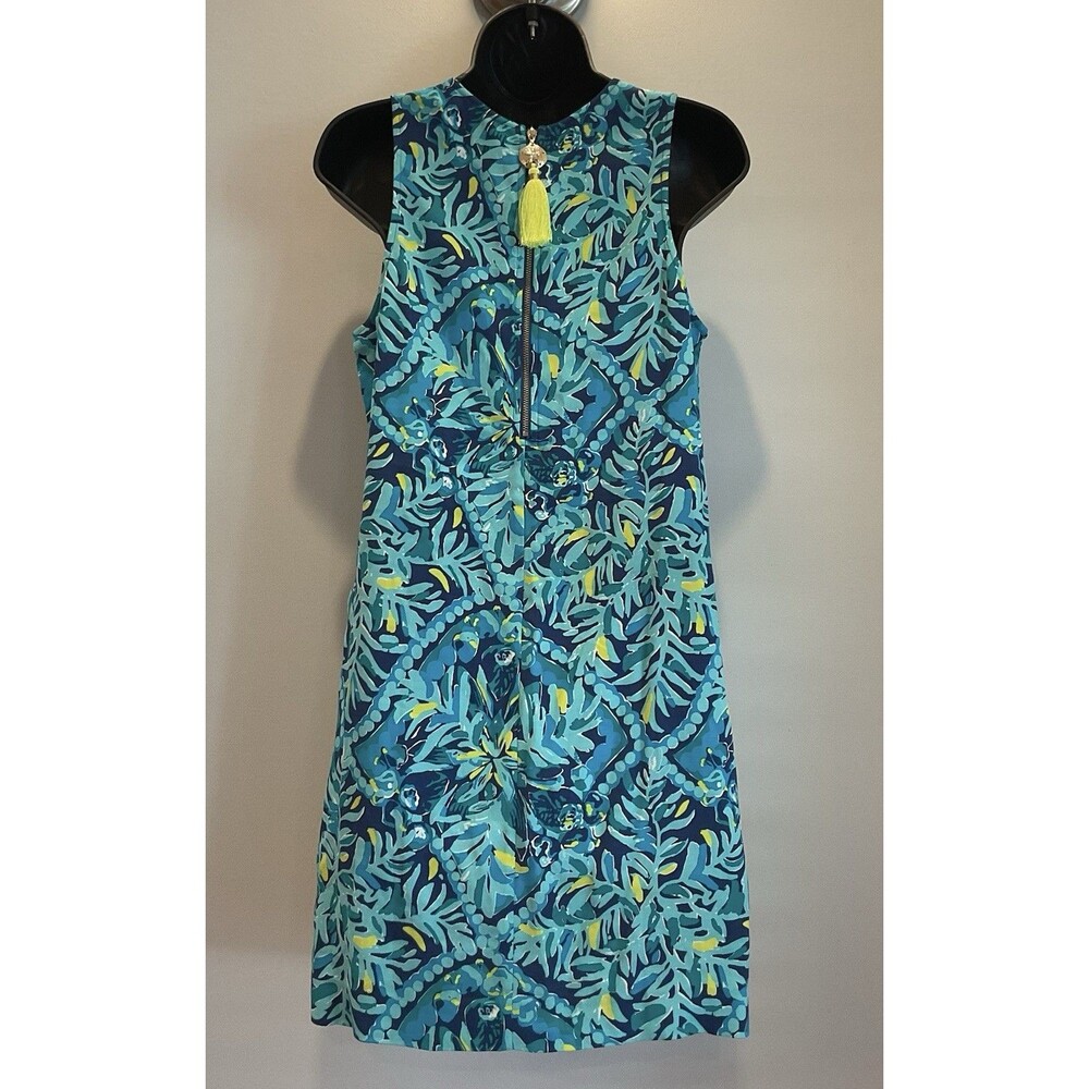 Lilly Pulitzerโ Kelby Stretch Shift Dress Blue Green Midnight Cove Print Size 6 - Picture 4 of 9